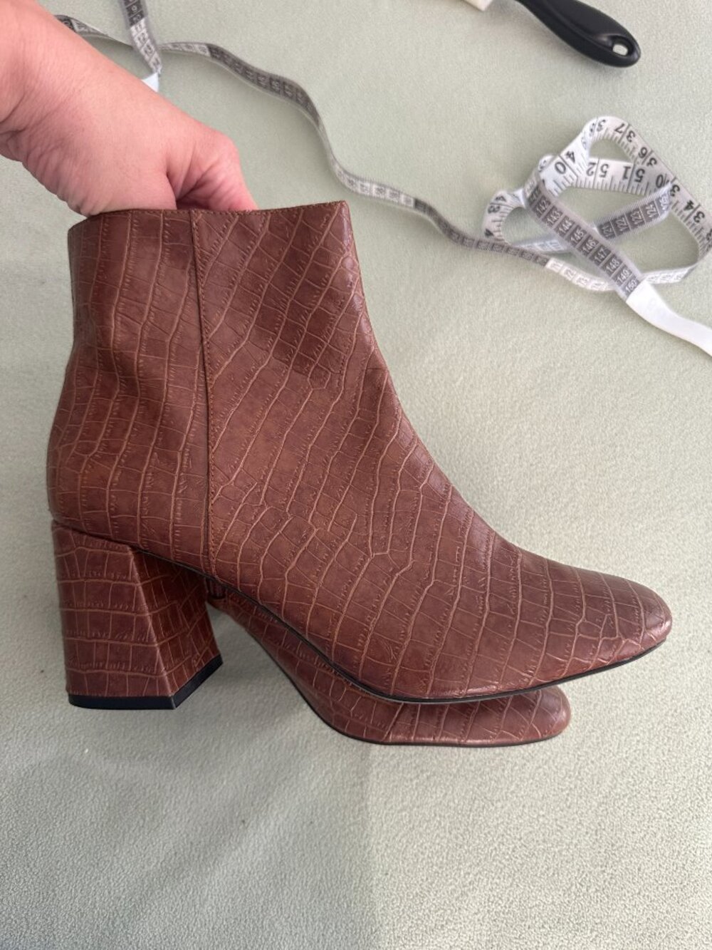 Monki Brown Croc Ankle Boots EU 41 Square Toe - perfect for fall 🍂